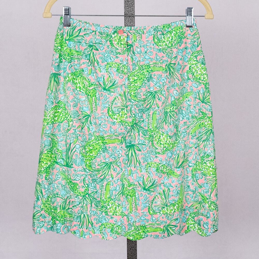 Vintage Lilly Pulitzer See Ya Later Alligator Skirt Size 4 Preppy Tropical Beach - Picture 3 of 6